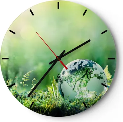 Produktbild von Wanduhr - Rund - Glasuhr - natur natur - 40x40cm - Schleichendes Uhrwerk - Lautlos - zum Aufhängen bereit - Dekoration Modern - Wanddekoration aus Glas - C3AR40x40-4041