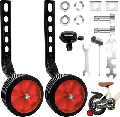 Imagen del producto de Ruedas de apoyo para bicicletas, ajustables, de 12 a 20 pulgadas, para niños y adultos