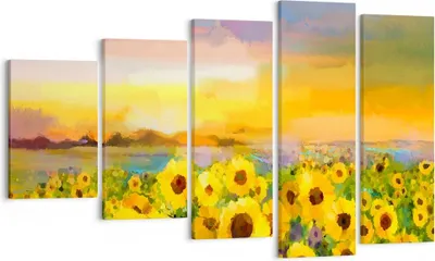 Produktbild von Bild auf Leinwand - Leinwandbild - Sonnenblumen Blume - 100x60cm - Wand Bild - Wanddeko - Leinwanddruck - Bilder - Kunstdruck - Wanddekoration - Leinwand bilder - Wandkunst - EG100x60-3775
