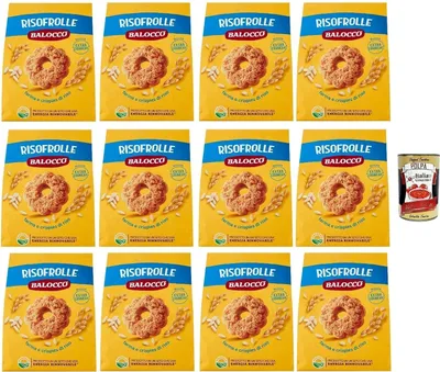 Produktbild von Balocco Risofrolle Biscotti con farina di riso e latte fresco italiano Kekse mit Reismehl und frischer italienischer Milch biscuits cookies 100% Italienische Kekse 12x 350g+Italian Gourmet polpa 400g