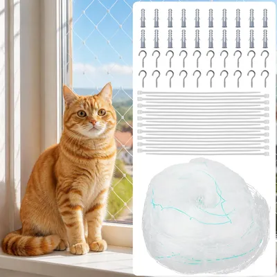 Productafbeelding van Veiligheidsnet voor Katten op Balkon, 6 x 3 m, zonder Boren