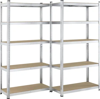 Produktbild von FCH Lagerregal 2er Set 180x90x40 cm, Standregal, 5 Ebenen Steckregal Werkstattregal, Traglast gesamt 875 kg, Silber