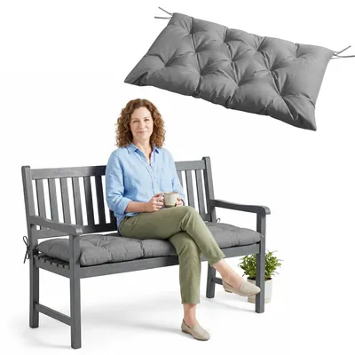 Obrázok produktu pre Vodotesný vankúš na záhradnú lavičku, 120x50x10 cm - polyester - sivý