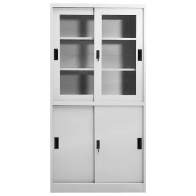 Produktbild von vidaXL Büroschrank mit Schiebetür Hellgrau 90x40x180 cm Stahl