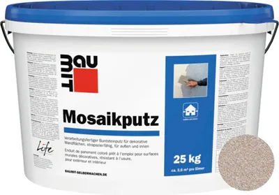 Produktbild von Baumit Mosaikputz M302 Monviso gebrauchsfertiger Dünnschichtdeckputz weiß-beige-grau 25 Kg