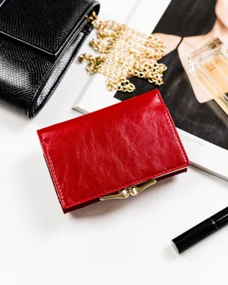 Produktbild von Peterson | Elegantes Portemonnaie, für Frauen, mit RFID-Kartenschutz, Schwarz, Rot, 12x8 cm