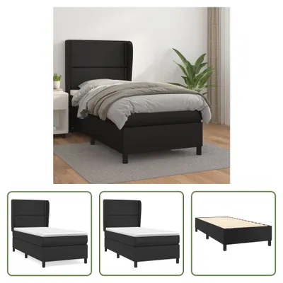 Produktbild von The Living Store Boxspringbett mit Matratze Schwarz 90x190 cm Kunstleder
