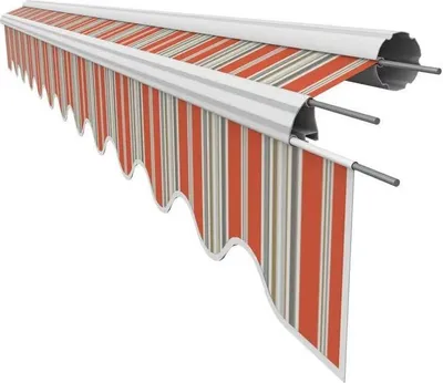 Produktbild von Leudus Markisenstoff mit Volant für 4x3m Markisen Markisenersatzstoff Markisentuch Sonnenschutz fertig genäht (3,83x3m SPD031)