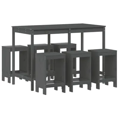 Produktbild von vidaXL 7-tlg. Gartenbar-Set Grau Massivholz Kiefer