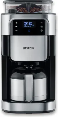 Produktbild von Filterkaffeemaschine Edelstahl-Mahlwerk SEVERIN LED-Display Thermokanne KA 4814 KA 4814 aus Edelstahl, gebürstetschwarzsilber Kaffeemaschine Filterkaffee Kaffeezubereiter Filterkaffeemaschine Kaffeemaschine Mit Thermoskanne
