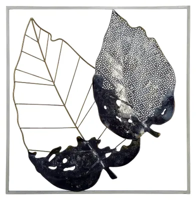 Produktbild von Wanddekoration in Schwarz/Grau/Gold im Blattform-Design