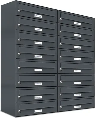 Produktbild von 16er Briefkasten Anthrazit Anlage 16 Fach Wandbriefkasten Postkasten