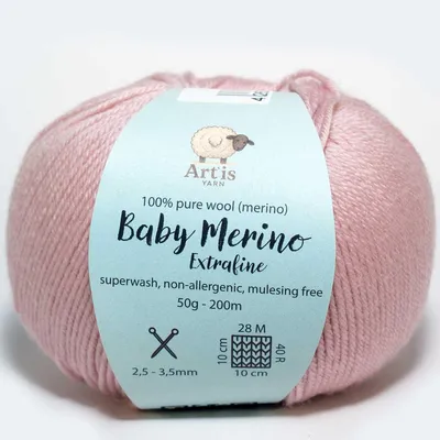 Obrázok produktu pre Baby Merino Extrafine Art'is Yarn 100 % vlna | Bez mulesingu a superwash (50 g / 200 m) (73 pudrovoružová)
