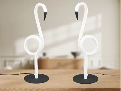 Produktbild von 2er SET ausgefallene LED Deko Tischlampen Flamingo Weiß mit Schnurschalter, 35cm