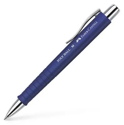 Guľôčkové pero, 0,5 mm, stláčací mechanizmus, modré telo pera, FABER-CASTELL "Poly Ball", modrá