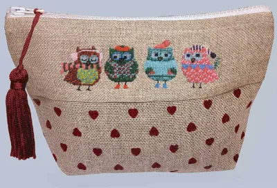 Produktbild von Le Bonheur des Dames Etui Petit Point Stickpackung  "Weihnachtseulen Etui", Zählmuster, 18x11x7cm