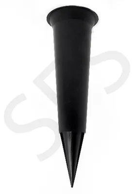 Schwarze Grabbeigabe-Vase aus Kunststoff mit Erdspieß