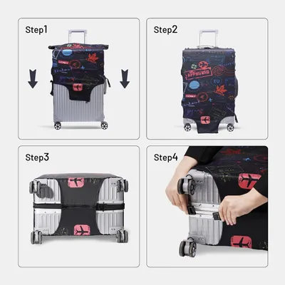 Immagine prodotto di Custodia impermeabile per valigia, adatta a valigie da 55 a 81 cm, con portatarghetta bagagli, ideale per viaggi e campeggio