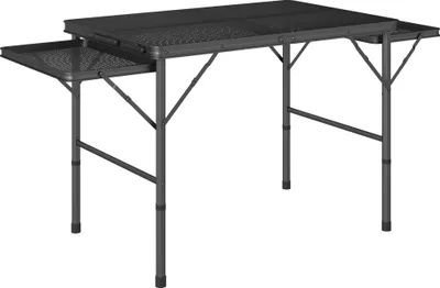 Produktbild von Outsunny Klappbarer Campingtisch, tragbarer Gartentisch mit 2 Seitenablagen, höhenverstellbar für Camping, Picknicks und Grillabende, Schwarz