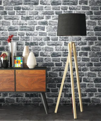 Produktbild von NEWROOM Tapete Grau Vliestapete Mauer - Ziegelstein Modern Anthrazit Schwarz Stein Backstein Loft Mauerwerk