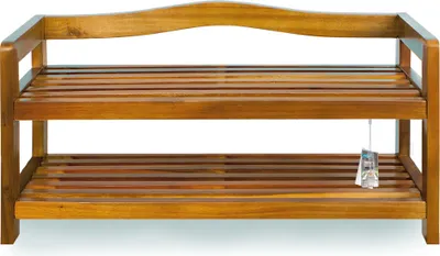 Produktbild von CASARIA® Schuhregal mit 2 Ebenen 75x26x42cm FSC®-Zertifiziert Akazien Holz Massiv Bad Diele Flur Bad Schuhschrank Schuhaufbewahrung Schuhständer Braun