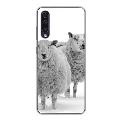 Produktbild von MuchoWow® Handyhülle Schutzhülle Hülle für Samsung Galaxy A30s Schafe - Schnee - Weiß Silikon Softcase Handy Hülle - Karteninhaber