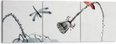 Produktbild von Bild auf Leinwand - Leinwandbild - 3 Teile - Libelle Vogel Blume - 150x50cm - Wand Bild - Wanddeko - Wandbilder - Leinwanddruck - Bilder - Wanddekoration - Leinwand bilder - Wandbild - CA150x50-4361
