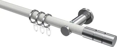 Produktbild von Interdeco Gardinenstange / Vorhangstange Weiß / Chrom, Typ Platon Elanto (Rillenzylinder), 20 mm Ø 1-läufig, 120 cm