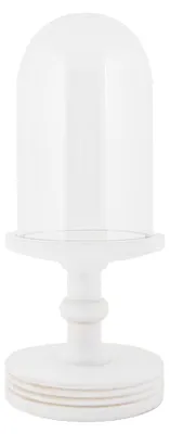 Image de Clayre & Eef Cloche en verre Ø 14x34 cm Blanc Bois