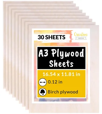 Productafbeelding van Creative Deco 30 x A3 Multiplex Platen 3mm, 420 x 300 x 3 mm (+/- 0.5 mm)