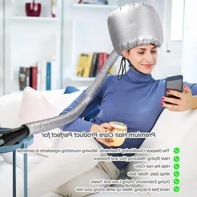 Productafbeelding van Haardroger Kap - Haarstyling Kap - Krullen Definiëren - Handsfree Drogen - 56 cm slang - Grijs
