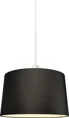 Zdjęcie produktu dla QAZQA – nowoczesna lampa wisząca I lampa wisząca I lampa wisząca biała z kloszem 45 cm czarnym – Combi 1 I salon I sypialnia – tekstylna okrągła – odpowiednia do żarówek LED E27