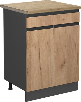 Produktbild von Küchenunterschrank Vicco R-Line Goldkraft Eiche 60 cm J-Shape, AP Eiche, Model 45593
