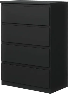 Image de Commode avec tiroirs - Meuble de rangement - Design épuré - Dimensions : 70 x 102 x 39 cm - Noir mat