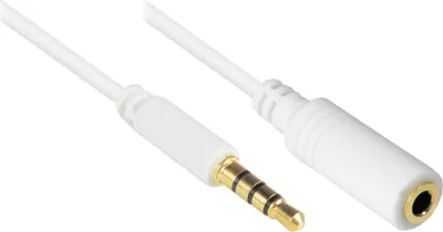 Produktbild von Klinkenverlängerung 3,5mm, Stecker an Buchse (4polig), weiß, 0,5m, Good Connections®