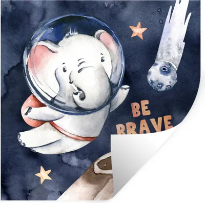 Produktbild von MuchoWow® Wandtattoo Wandsticker Wandaufkleber Elefant - 'Sei tapfer' - Sprichwörter - Zitate - Jungen - Mädchen - Kinder 30x30 cm Selbstklebend und Repositionierbar - Repositionierbar - Wasser abweisend