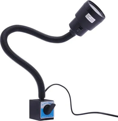 Image de Lampe machine LED - Type 1 - 5 W - Bras long flexible (col de cygne) - Pied magnétique - Très lumineux - Pour atelier/industrie - Noir