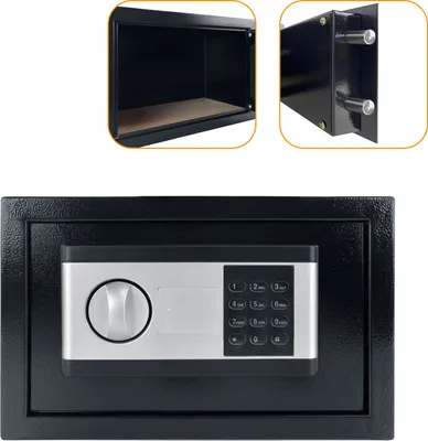 Image de XMTECH Coffre-fort électronique,Coffre-fort de meubles électronique Serrure à combinaison murale Clé électronique,Boîte à piles et 2 clés de secours incluses, Taille:S