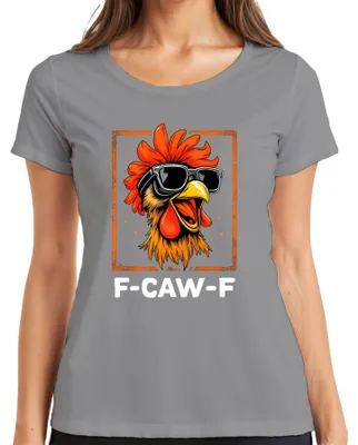 Produktbild von F-CAW-F lustiger Hahn Sonnenbrille Huhn Bauernhof Geschenk Meme Damen T-Shirt, Grau, XL