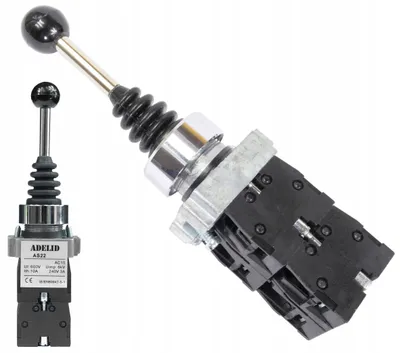 A product shot of a joystick switch with a close-up view.