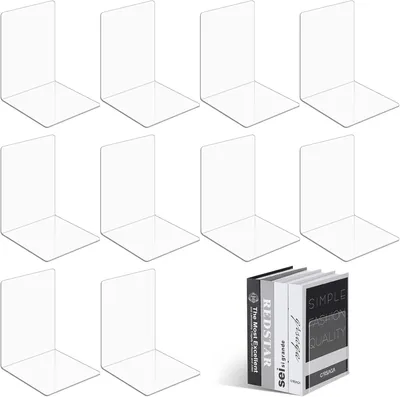 Produktbild von Acryl Buchstützen, transparent, 13 cm hoch, 10 cm breit, für Bücher und Büromaterialien