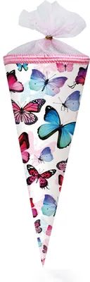 Produktbild von Nestler Schultüte Tüllv. 22 cm rund Schmetterling