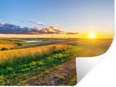 Obrázok produktu pre MuchoWow® Nálepka na stenu - Slnko - príroda - krajina - 120x90cm - Samolepiaca a polohovateľná