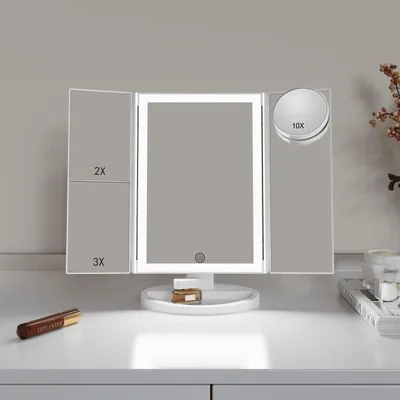 Obrázek produktu pro Kosmetické zrcadlo Lukana s LED osvětlením a 10násobným zvětšením, bílé barvy