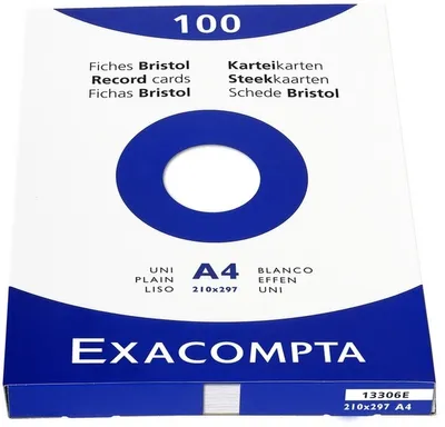 Produktbild von Karteikarten A4 blanko weiß VE=10x100 Stück