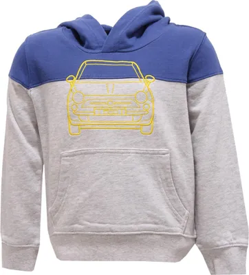 Productafbeelding van 6496R trui Bimbo, model FIAT 500, met capuchon, katoen, grijs/blauw, kinderversie