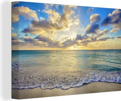 Obrázok produktu pre OneMillionCanvasses® - Maľba na plátne - Obraz na plátne Nástenná maľba na plátne - More - pláž - mraky - slnko - 150x100cm - Fotografia na plátne -