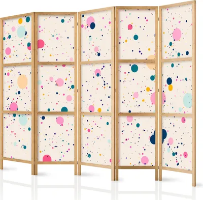 Obrázek produktu pro Japonský paraván Pozadí a vzory 225x172 cm 5dílný pestrobarevný