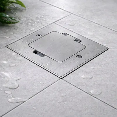 Produktbild von Edelstahl Einbausteckdose IP44 mit Klappdeckel I Serie AP-1 eisen-gebürstet