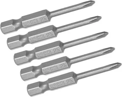 Obrázok produktu pre Bitové nástavce na krížový skrutkovač, 5 ks, 2 palce, PH0, 3 mm, magnetické, z ocele S2